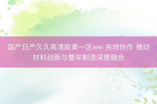 国产日产久久高清欧美一区ww 央地协作 推动材料创新与整车制造深度融合