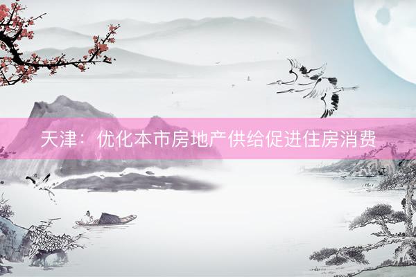 天津：优化本市房地产供给促进住房消费