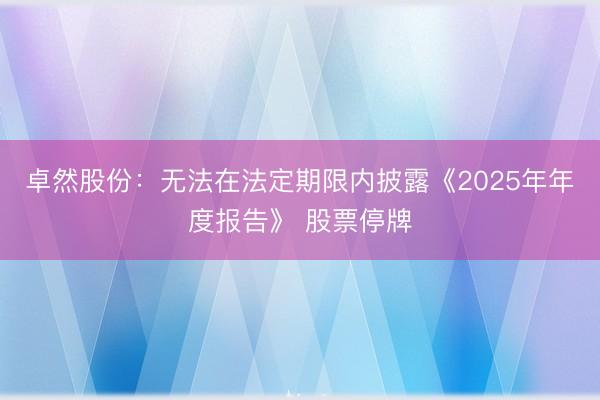 卓然股份：无法在法定期限内披露《2025年年度报告》 股票停牌