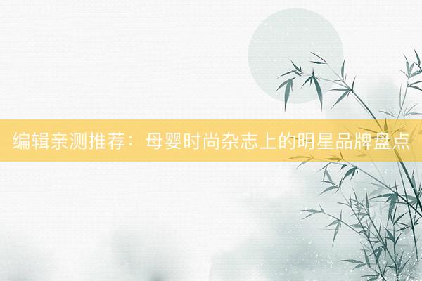 编辑亲测推荐：母婴时尚杂志上的明星品牌盘点