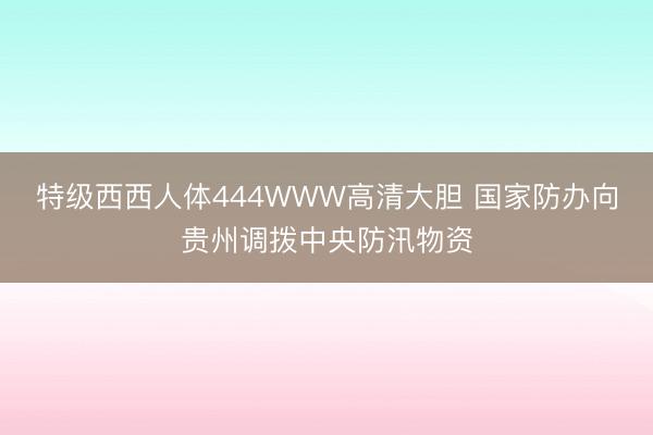 特级西西人体444WWW高清大胆 国家防办向贵州调拨中央防汛物资
