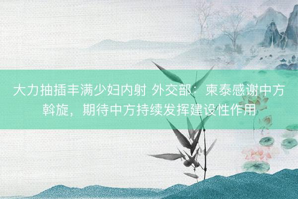 大力抽插丰满少妇内射 外交部：柬泰感谢中方斡旋，期待中方持续发挥建设性作用