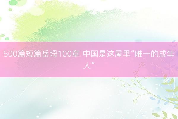 500篇短篇岳坶100章 中国是这屋里“唯一的成年人”