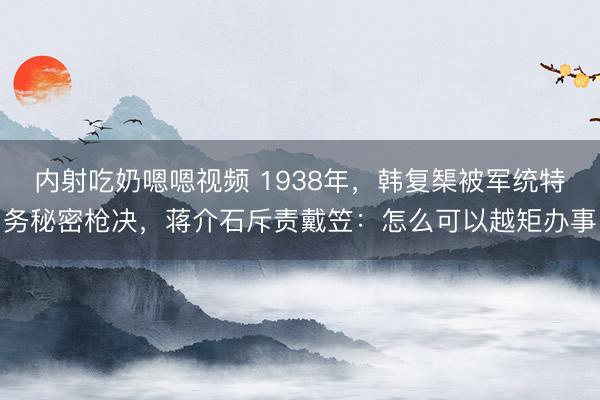 内射吃奶嗯嗯视频 1938年，韩复榘被军统特务秘密枪决，蒋介石斥责戴笠：怎么可以越矩办事