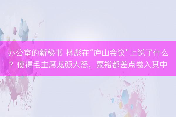 办公室的新秘书 林彪在“庐山会议”上说了什么？使得毛主席龙颜大怒，粟裕都差点卷入其中