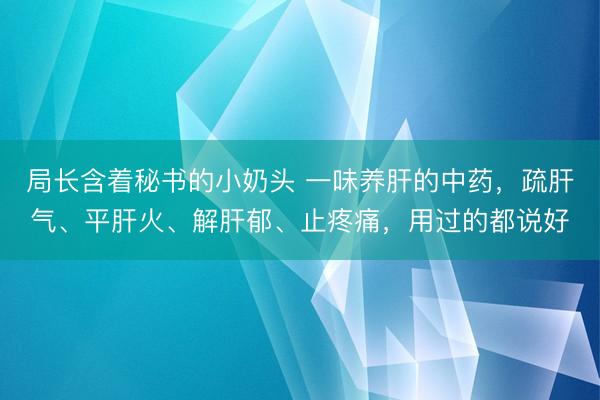 局长含着秘书的小奶头 一味养肝的中药，疏肝气、平肝火、解肝郁、止疼痛，用过的都说好