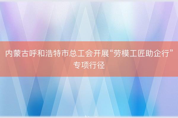 内蒙古呼和浩特市总工会开展“劳模工匠助企行”专项行径