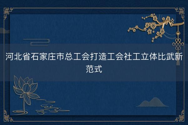 河北省石家庄市总工会打造工会社工立体比武新范式