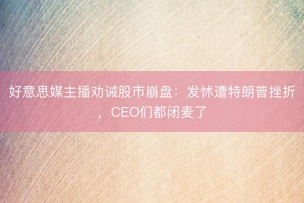 好意思媒主播劝诫股市崩盘：发怵遭特朗普挫折，CEO们都闭麦了