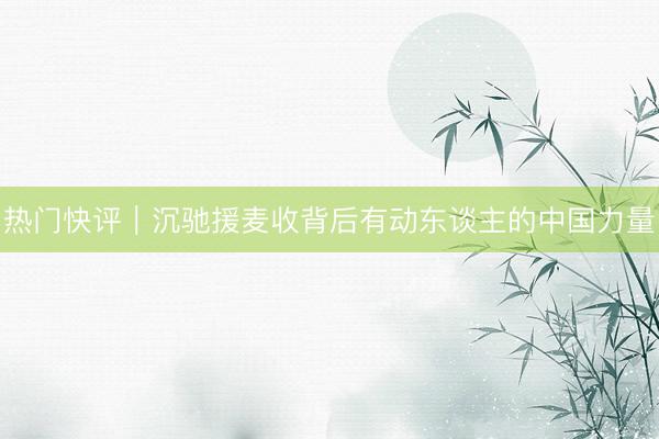 热门快评｜沉驰援麦收背后有动东谈主的中国力量