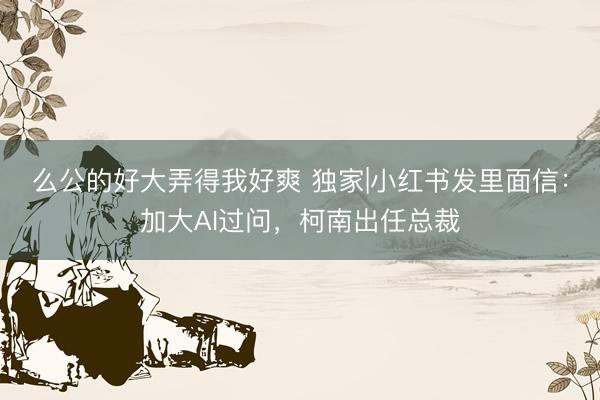 么公的好大弄得我好爽 独家|小红书发里面信：加大AI过问，柯南出任总裁