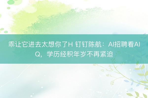 乖让它进去太想你了H 钉钉陈航：AI招聘看AIQ，学历经积年岁不再紧迫