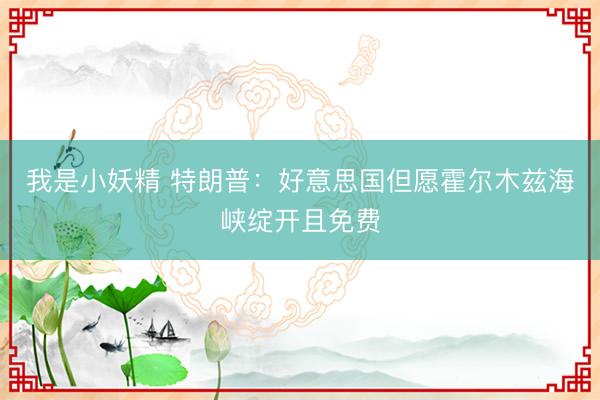 我是小妖精 特朗普：好意思国但愿霍尔木兹海峡绽开且免费