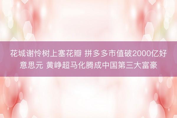 花城谢怜树上塞花瓣 拼多多市值破2000亿好意思元 黄峥超马化腾成中国第三大富豪