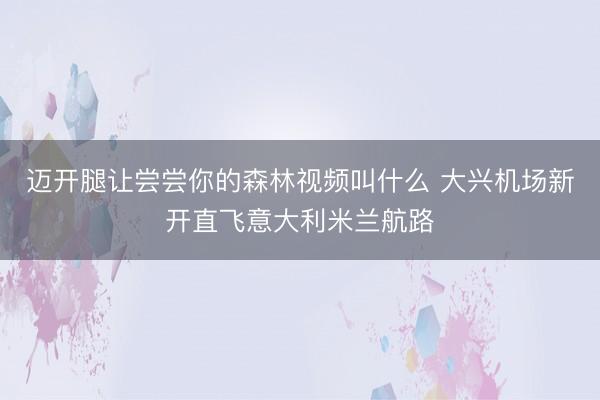 迈开腿让尝尝你的森林视频叫什么 大兴机场新开直飞意大利米兰航路